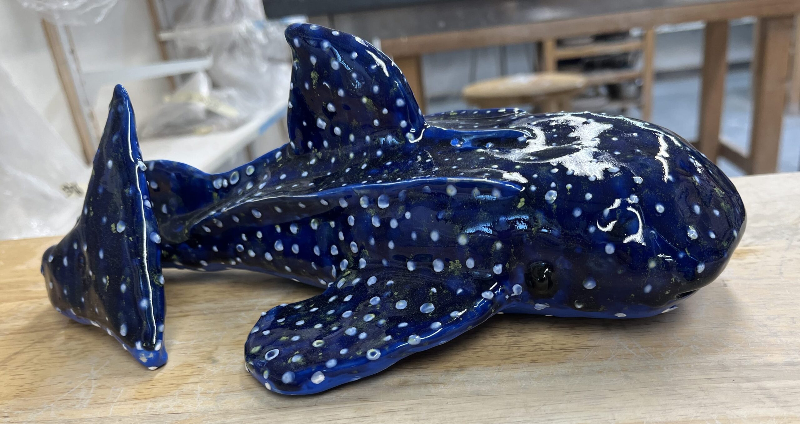 Ceramic whale shark sculpture